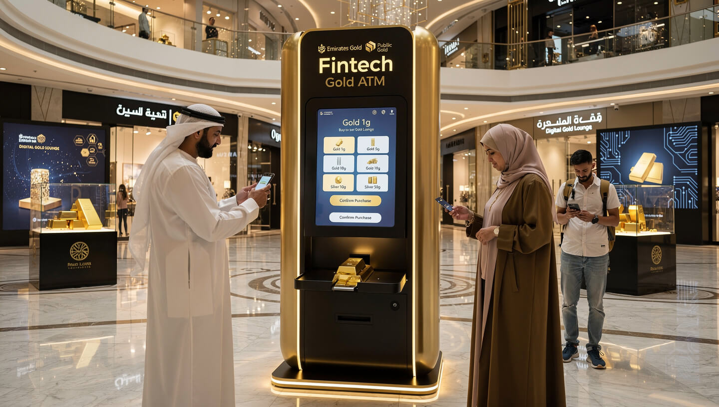 رونمایی اولین خودپرداز طلای فین‌تکی جهان در امارات توسط Emirates Gold و Public Gold